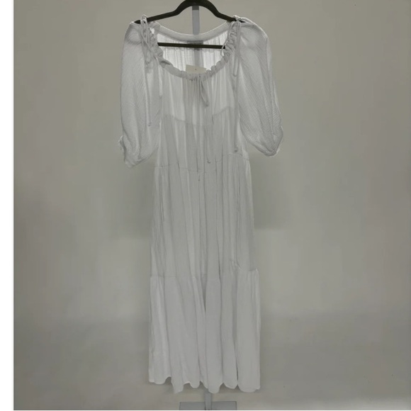 Goddess 100% Cotton Babydoll Maxi Dress in White - Bump Friendly size small - Picture 5 of 5